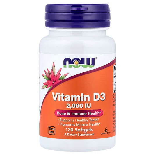NOW Vitamin D-3 2000 IU – 120 Softgels NOW Foods
